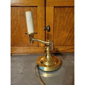 Vintage Underwriter Laboratories Portable Brass Swing Arm Adjustable Desk Lamp